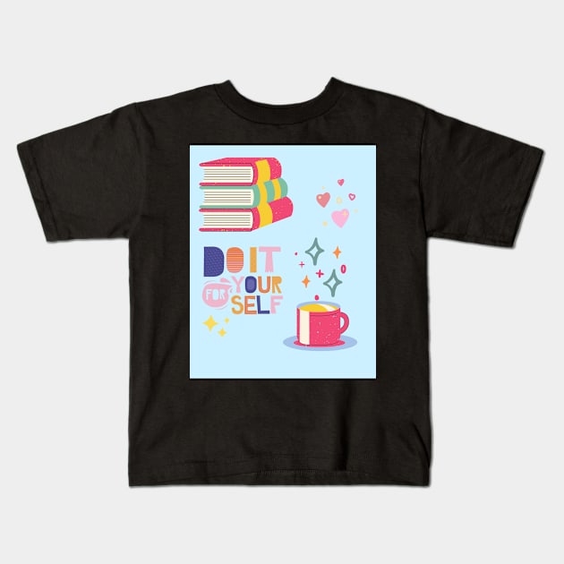 Do It For Yourself With Hearts & Stars Kids T-Shirt by TANSHAMAYA